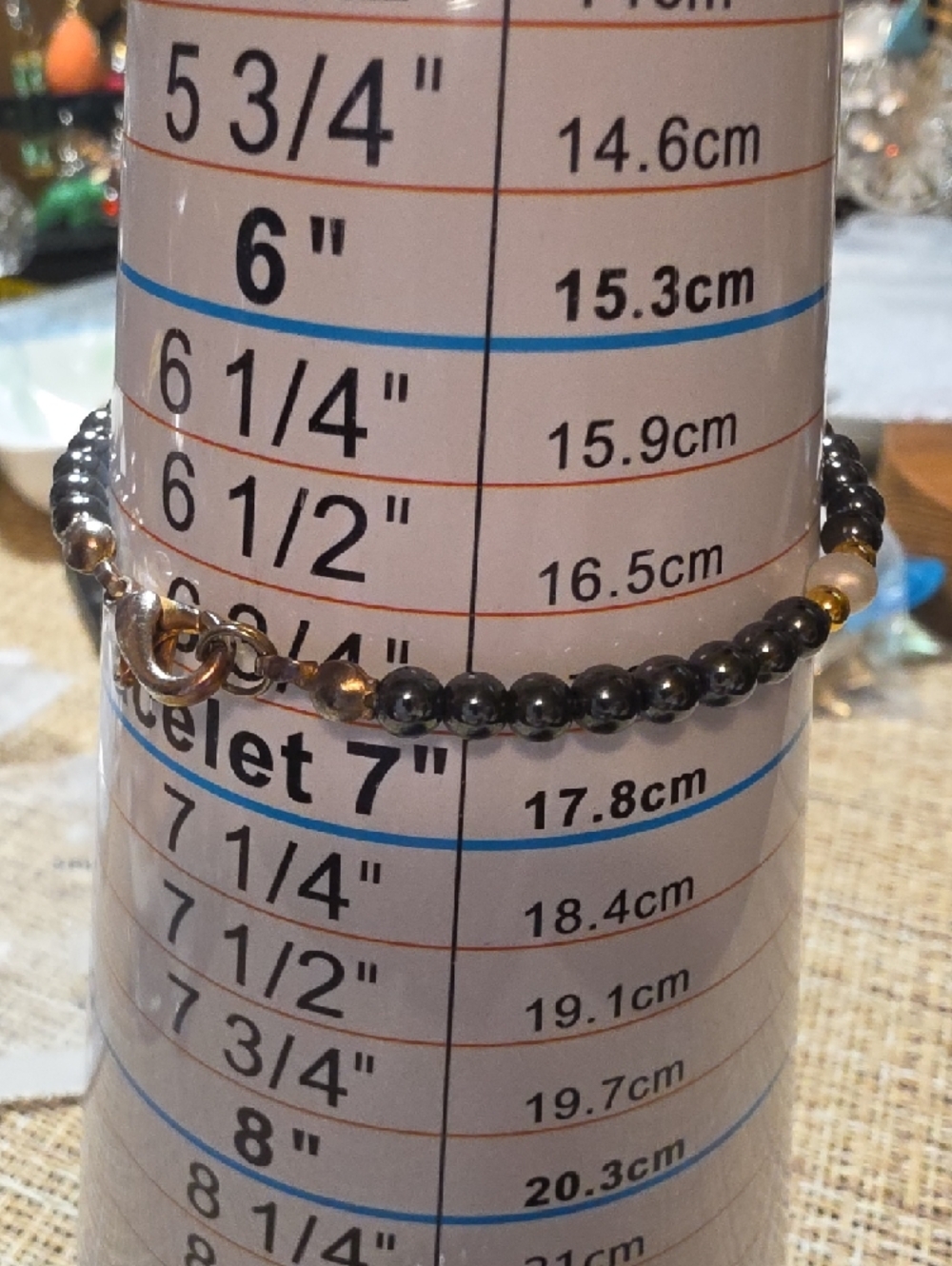 Hematite Beaded Bracelets with Gold Accents - Dark Gray - Picture 2 of 3